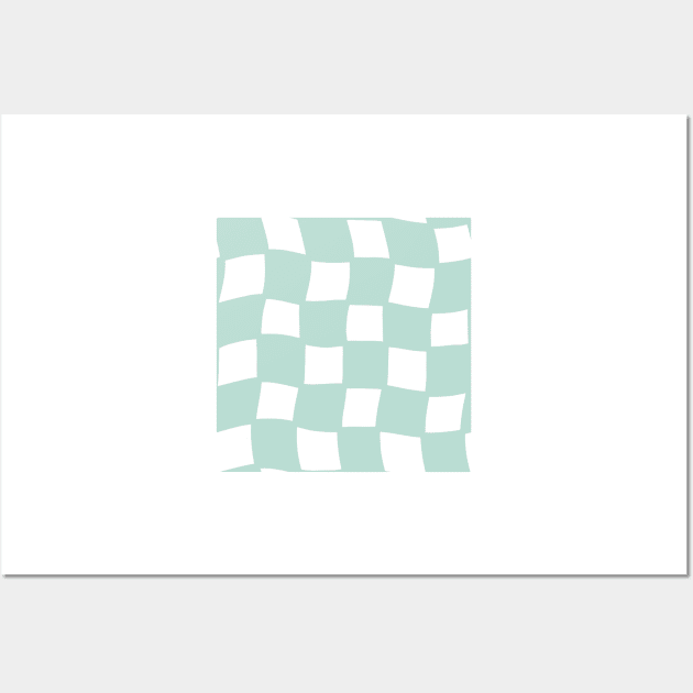 Abstract Checker Board - pastel teal green Wall Art by JuneNostalgia